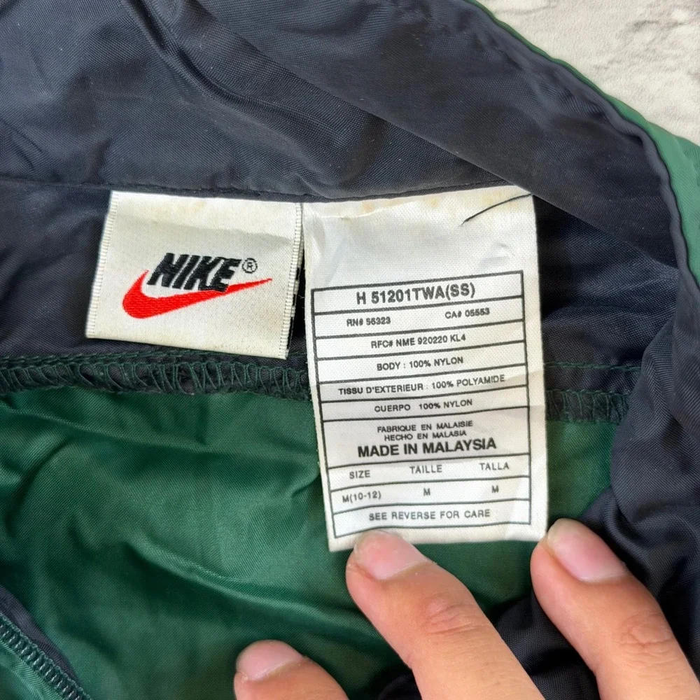 Vintage Nike Windbreaker Jacket Green Black Colorblock Full Zip Mens M 90s